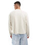 ASOS DESIGN oversized long sleeve boxy textured rib t-shirt in white