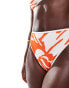 ASOS DESIGN contrast binding high leg high waist bikini bottom in abstract orange