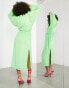 Фото #4 товара ASOS EDITION crystal sequin wrap midi dress with blouson sleeve in lime green