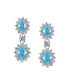 ფოტო #2 პროდუქტის Art Deco Style Crown Halo Oval Cubic Zirconia Simulated Aquamire Blue AAA CZ Fashion Dangle Drop Earrings For Prom Bridesmaid Wedding Rhodium Plated