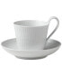 Фото #1 товара White Fluted High Handle Cup & Saucer