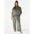 Фото #5 товара 3Pcs Joyspun Ribbed Velour Top and Pant Pajama Set Oversized Scrunchie W M Green