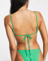 Stradivarius rib knot front bikini top co-ord in green