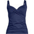 Фото #15 товара Women's Long V-Neck Wrap Underwire Tankini Swimsuit Top Adjustable Straps