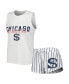 ფოტო #1 პროდუქტის Women's White Chicago White Sox Reel Pinstripe Tank Top and Shorts Sleep Set