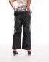 Фото #2 товара Topshop Curve faux leather wide leg trouser in black