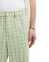 ASOS DESIGN smart wide leg pull on trousers in green gingham check