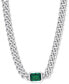 ფოტო #1 პროდუქტის Lab-Grown Emerald Curb Link Collar Necklace (7/8 ct. t.w.) in Sterling Silver