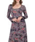 Women's Long Sleeve Paisley A-Line Maxi Dress