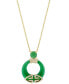 ფოტო #1 პროდუქტის EFFY® Jade & Diamond (1/3 ct. t.w.) Open Circle 18" Pendant Necklace in 14k Gold