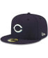 Фото #1 товара Men's Navy Cincinnati Reds Logo White 59FIFTY Fitted Hat