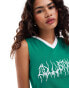 Фото #2 товара COLLUSION shrunken t-shirt with v neck and logo in green