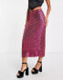 Topshop sequin midi skirt in hot pink US 4 - фото #2