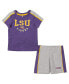 Фото #2 товара Infant Boys and Girls Boys and Girls Purple, Heather Gray LSU Tigers Norman T-shirt and Shorts Set