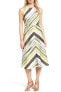 Classiques Entier 152326 Women's Ikat Stripe A-Line Stretch Silk Dress Sz. 12