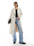 Pieces belted trench coat in stone M - фото #1