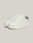 Фото #1 товара Tommy Jeans Leather Metallic Heel Flatform Trainers in White