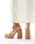 South Beach cork heeled mules in gold