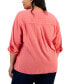 ფოტო #2 პროდუქტის Plus Size Popover Roll Tab Tunic Top