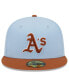 Men's Light Blue/Brown Oakland Athletics Spring Color Basic Two-Tone 59FIFTY Fitted Hat Light Blue, Brown, 7 1/4 - фото #4