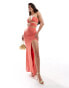 ASOS DESIGN super cut out halter maxi dress with side split in coral