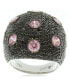 Suzy Levian Sterling Silver Cubic Zirconia Black and Pink Pave Oversized Dome Ring