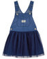 Фото #4 товара Toddler Tulle and Denim Jumper Dress 5T