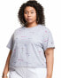 Champion 278019 Plus Size Logo-Print Cropped T-Shirt 1X Grey