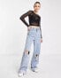 ASOS DESIGN Tall cropped long sleeve mesh top in black Черный, 48 - фото #3