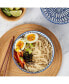 6.5" Cobalt Cafe Fluted Stoneware Ramen Noodle Bowls, Set of 2