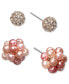 ფოტო #1 პროდუქტის Gold-Tone 2-Pc. Set Imitation Pearl Cluster & Crystal Fireball Stud Earrings, Created for Macy's