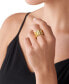 ფოტო #4 პროდუქტის Women's Faceted Mk Band Ring 14K Gold Plated Brass with Clear Stones