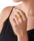 Фото #4 товара Women's Faceted Mk Band Ring 14K Gold Plated Brass with Clear Stones