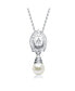 Фото #1 товара White Gold Plated Sterling Silver with Faux Pearl Pear Drop Pendant