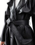 Фото #3 товара ASOS DESIGN leather look trench coat in black