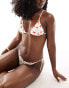 Фото #4 товара Mango cherry print triangle bikini top in white