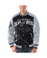 ფოტო #1 პროდუქტის Men's Black, Silver San Antonio Spurs Renegade Satin Full-Snap Varsity Jacket