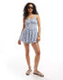 Hollister double tier playsuit in blue floral with detachable straps Kettle, XS - фото #3