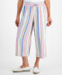 ფოტო #1 პროდუქტის Petite Striped Wide-Leg Cropped Pants, Created for Macy's
