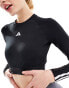 adidas Training Hyperglam long sleeve crop top in black