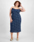 Фото #1 товара Trendy Plus Size Printed Ruffle-Trim Midi Dress