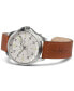 ფოტო #3 პროდუქტის Men's Swiss Automatic Khaki Aviation Day Date Brown Leather Strap Watch 42mm