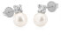 Фото #1 товара Charming white gold earrings with real pearl and zircons 14/820.491/17ZIR