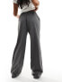 In The Style x Perrie Sian wide leg drawstring trouser in grey pinstripe 34 - фото #3