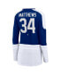 Фото #4 товара Women's Auston Matthews Blue and White Toronto Maple Leafs Power Player Long Sleeve Notch Neck T-shirt