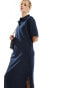 Фото #6 товара ASOS DESIGN collared placket maxi t shirt dress in navy