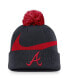 Фото #1 товара Men's Navy Atlanta Braves Swoosh Peak Cuffed Knit Hat with Pom