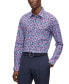 ფოტო #1 პროდუქტის Men's Printed Performance-Stretch Slim-Fit Dress Shirt