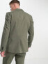 New Look single breasted slim suit jacket in dark khaki