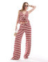 Фото #2 товара ASOS DESIGN textured tie front sun top co-ord in red stripe